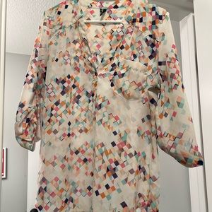 3/4 sleeve multi colors blouse size large